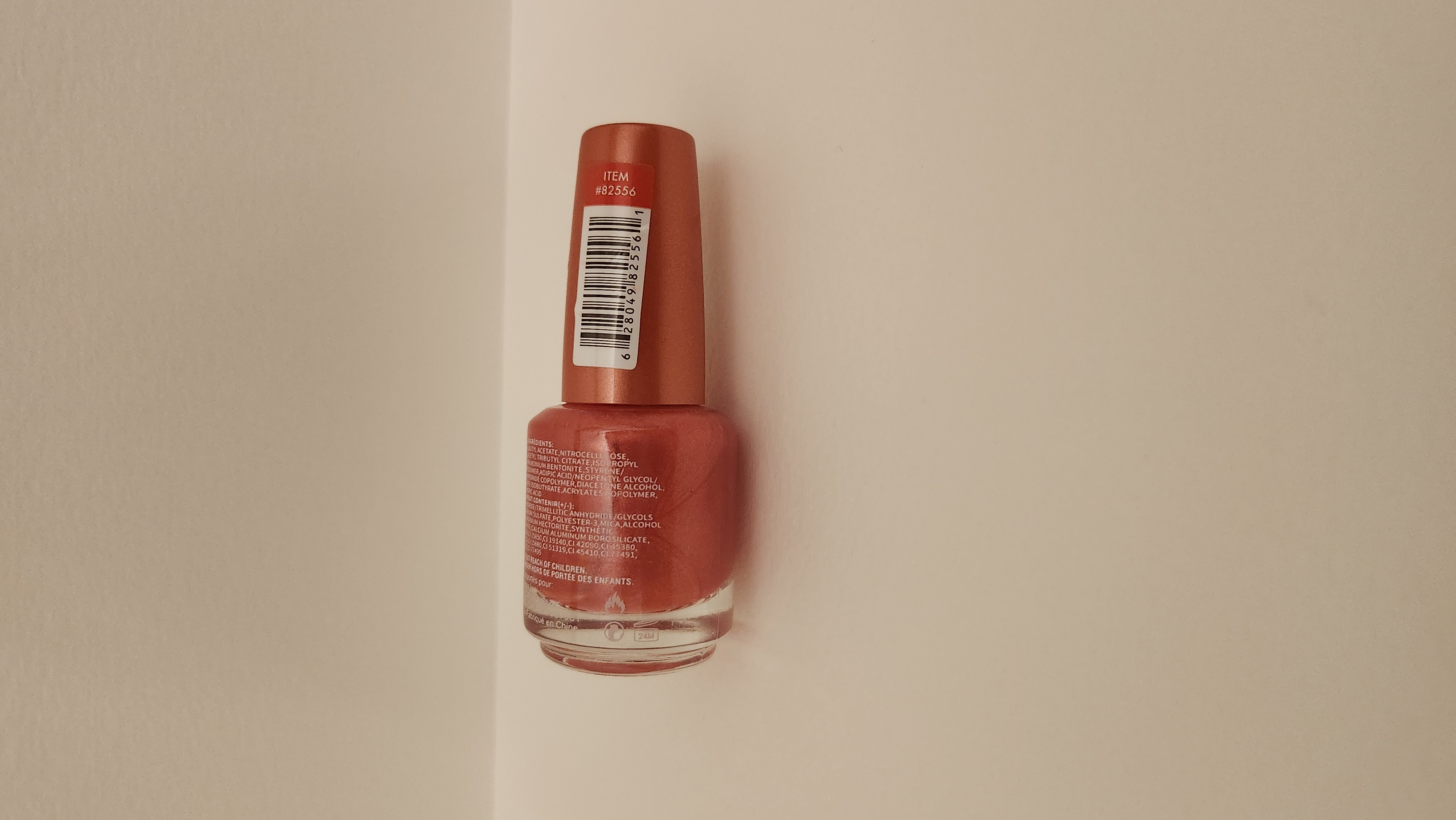 Photo of nail polish bottle, angle 2